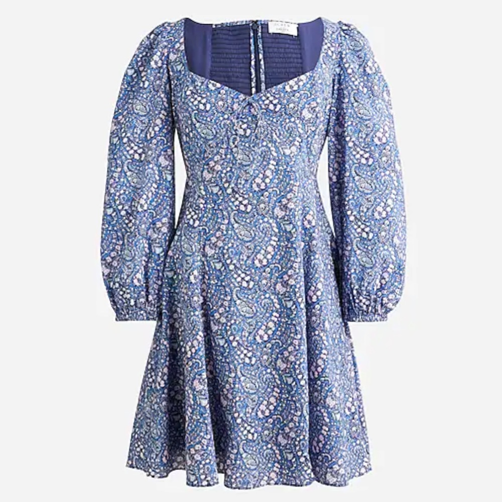 J.Crew Sweetheart long-sleeve mini dress in Liberty Bourton Bloom